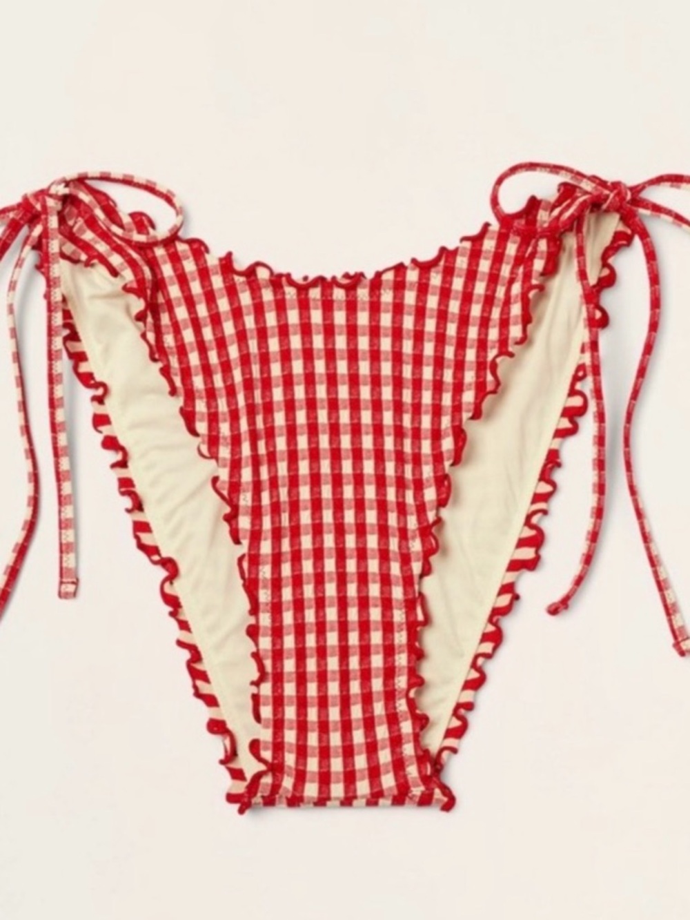PARKE x Target Red Gingham Ruffle Tie-Side Swimsuit Bikini Bottoms Only Size M